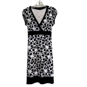 Y2K Babydoll Maurices Black and White Babydoll Plunge V Neck Tie Dress Size L